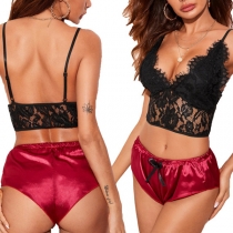 Delicate Lace Pajama Set - Sheer See-Through Design for Comfortable Home Wear