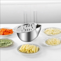 3-Piece Set: Stainless Steel Multifunctional Kitchen Drain Baskets with Potato Shredder Cover