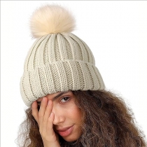 Thermal Winter Beanie with Satin Lining and Pom-pom for Outdoor Use, Prevents Hat Hair & Static