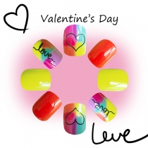 Fashion 24-Piece Fake Nails, Heart-Love Pattern–for Daily Manicure