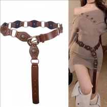 Bohemia Style Rivet O-ring Artificial Leather PU Belt