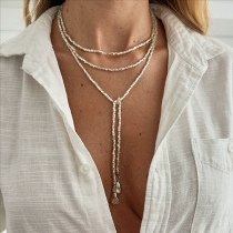 Boho-chic Triple-Layer Minimalist Dark Bead Y-Necklace