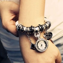 Fashion Weave  Bracelet Rhinestone Watch