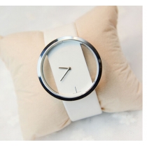 Stylish Fashion Black White Thin Band Clear Dial Wristwatch Watch