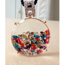 Fancy Color Round Perfume Bottle Pendant Necklace